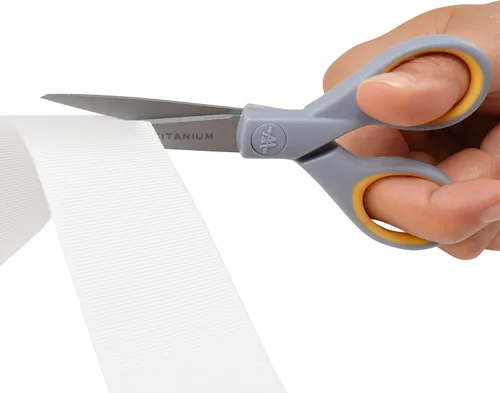 Miniatura 3 de Westcott 13824 Tijeras puntiagudas de titanio con asas suaves, de 7 y 5 pulgadas, color gris/amarillo (paquete de 2)