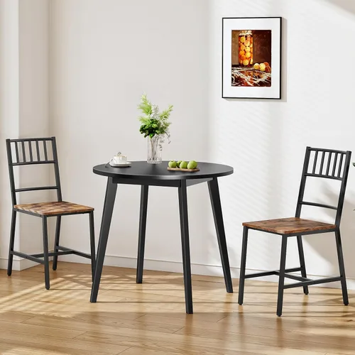 Miniatura 5 de HOOBRO Mesa de Comedor de Bambú, Mesa de Comedor Redonda para 2, Mesa de Cocina de 27.5" para Espacios Pequeños, Mesa de Escribir, Fácil de Montar