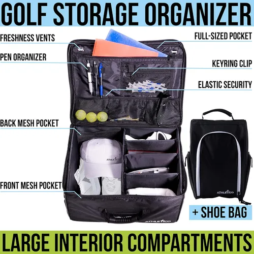 Miniatura 2 de Athletico Organizador de maletero de golf + bolsa de zapatos (negro)