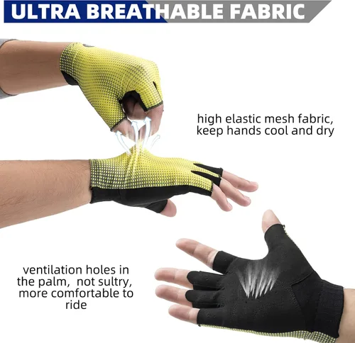Miniatura 4 de ROCKBROS Guantes de ciclismo de medio dedo para hombre, antideslizantes, ligeros, transpirables, para bicicleta de carretera, MTB, ciclismo, guantes