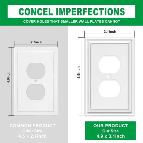 Miniatura 3 de Cubiertas blancas para enchufes de pared, placa decorativa moderna para interruptor de luz, cubierta de enchufe, placas de interruptor, cubierta