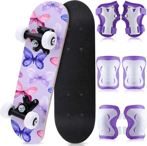 Miniatura 28 de Honoson Juego de 7 piezas de rodilleras, coderas y muñequeras para patinetas para principiantes y niños pequeños