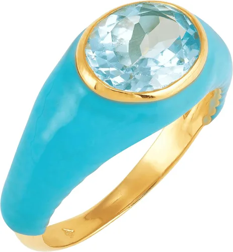 Miniatura 2 de Silpada Mykonos - Anillo de topacio azul en plata de ley chapada en oro amarillo de 18 quilates, Plata de ley, plata, topacio