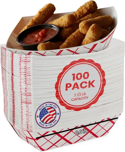 Miniatura 17 de MT Products Bandeja de comida a cuadros para almuerzo de 5 libras, bandeja desechable de papel para alimentos, paquete de 50