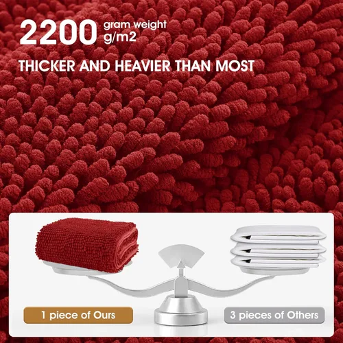 Miniatura 9 de IM HOME Felpudo absorbente de felpilla para exteriores, 36 x 24 pulgadas, lavable, tapete para puerta de perro, antideslizante, tapete para Rojo