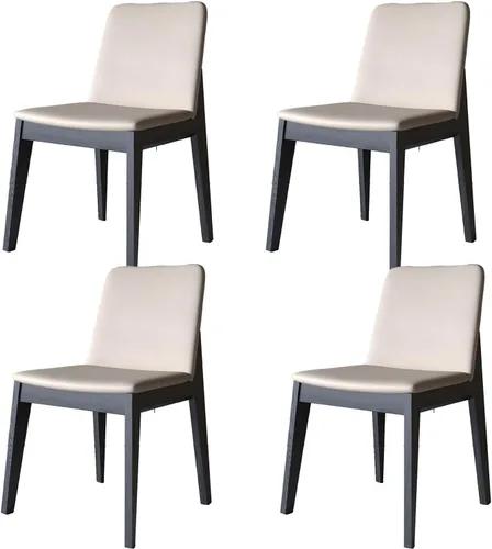 Miniatura 28 de Sillas de comedor tapizadas gruesas, sillas de cocina modernas de madera sólida, sillas de comedor tapizadas de cuero con marco minimalista, muebles