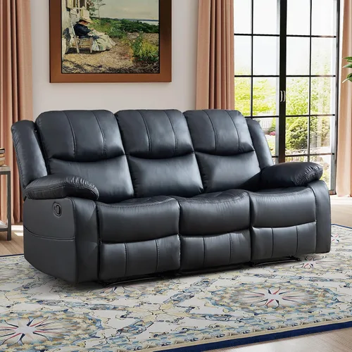 Miniatura 11 de EBELLO Juego de sofá reclinable manual de 2 piezas, juego de sofá reclinable de piel sintética para sala de estar, incluye sofá reclinable de dos