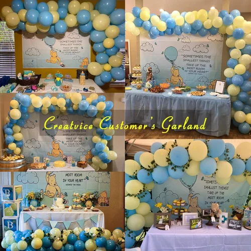 Miniatura 6 de Kit de arco de guirnalda de globos pastel con 100 globos azules y amarillos, kit de ramo de globos de bricolaje para baby shower, boda, despedida