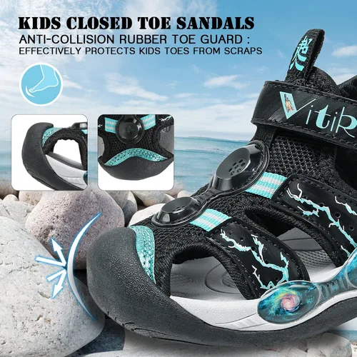 Miniatura 3 de JMFCHI FASHION Sandalias deportivas para niños, sandalias deportivas para exteriores, senderismo, atléticas, sandalias de playa con punta cerrada