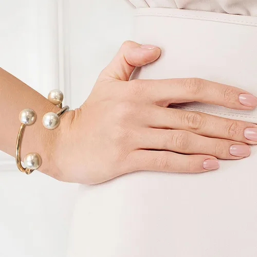 Miniatura 5 de Long tiantian Brazalete de perlas doradas para mujer, pulsera asimétrica para muñeca, simple y a la moda, regalo para niñas