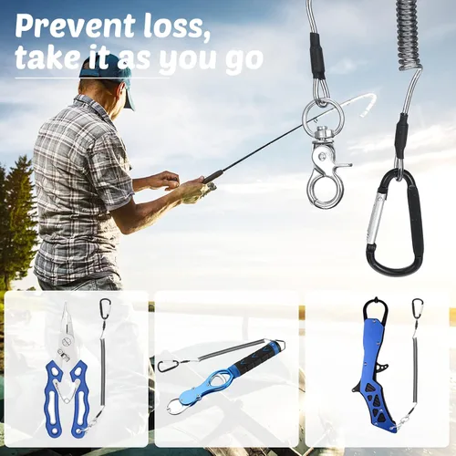 Miniatura 5 de Woanger Paquete de 6 Cordones de Pesca de Alambre de Acero Enrollado Cordones para Herramientas Cordones para Herramientas de Mano Kayak Correa