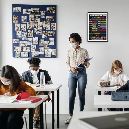 Miniatura 5 de Póster personalizado de reglas del aula, personalizado cuando entras en este aula, póster motivacional positivo inspirador para profesores, CRP001