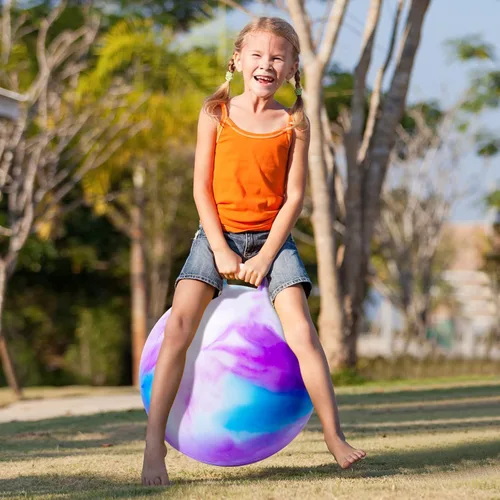 Miniatura 7 de ZOOJOY Hopper Ball, juguetes de salto para niños, pelota inflable de 18 pulgadas con asa para niños y niñas de 3 a 8 años, juguete inflable