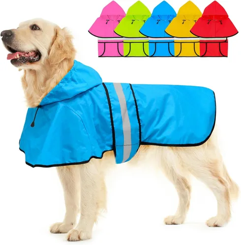 Miniatura 11 de Impermeable con Capucha para Perro de Moda con Agujero para Correa - Chaqueta Impermeable Reflectante para Perro Impermeables Ajustables para Perros