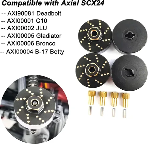 Miniatura 3 de 4 piezas de 13 g de pesas de rueda de latón con adaptador de bujes hexagonales de rueda extendidos de 7 mm para Axial SCX24 AXI90081 AXI00001