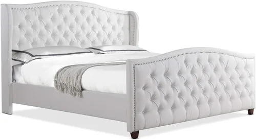 Miniatura 5 de Jennifer Taylor Home Marcella - Cama con respaldo copetudo y orejero, King, blanco brillante Poliéster blanco brillante