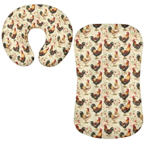 Miniatura 10 de Funda para tumbona de bebé floral de hongos bohemios y funda de almohada de lactancia, 2 piezas, ovalada, reloj de arena, rectangular, para moisés