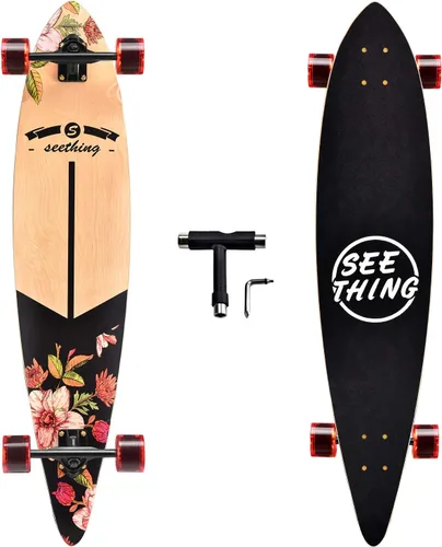 Miniatura 10 de Patineta de 42 pulgadas de largo completo Cruiser Pintail, el original Artisan Maple Skateboard Cruiser Pintail para crucero, tallado, estilo libre
