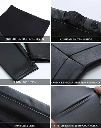 Miniatura 4 de Foucome Leggings de maternidad de piel sintética de cintura alta, elásticos y cómodos, mallas sobre el vientre