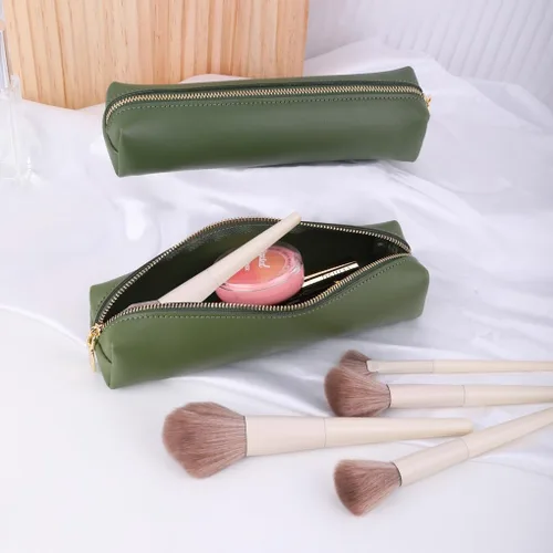 Miniatura 6 de Oyachic Estuche verde para lápices, estuche de cuero para lápices, estuche para lápices pequeño, estuche estético para adultos Verde1