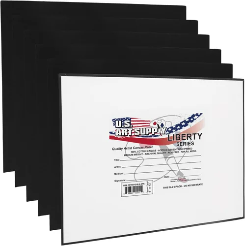 Miniatura 9 de U.S. Art Supply Paneles de lienzo de arte negro de 8 x 8 pulgadas, paquete de 6 unidades, lienzos de algodón pesado de 8 onzas sin ácidos