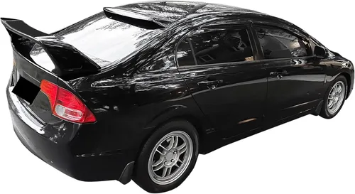 Miniatura 8 de Alerón de cajuela prepintado compatible con Honda Civic Sedán 2006-2011, ABS pintado negro brillante. Alerón de ala para cajuela trasera disponible