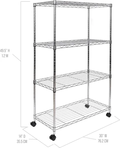 Miniatura 3 de Seville Classics Estantería de Alambre de Acero Sólido Unidad de Almacenamiento Estantes Ajustables Rack Organizador, para Hogar, Cocina, Oficina