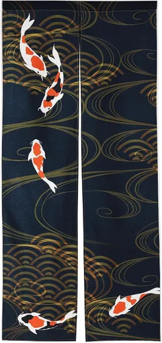 next.design, cortina Noren de estilo japonés para puerta con una imagen de carpas Nishiki y Nishikigoi impresas (patrón1)