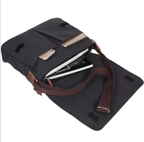 Miniatura 6 de HuaChen Vintage Canvas Messenger Bag,Travel Shoulder Satchel Unisex Crossbody Purse Bookbag for 14 Inch Laptop