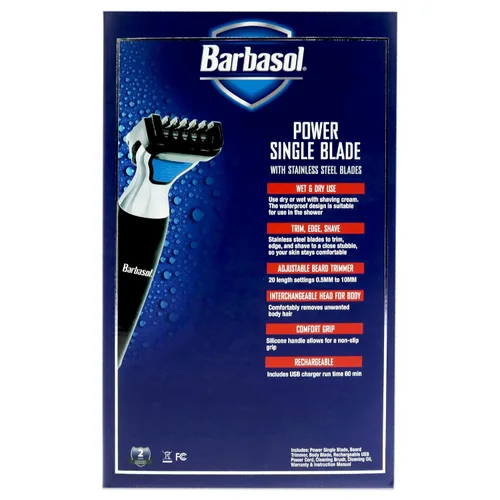 Miniatura 5 de Barbasol Afeitadora eléctrica recargable de una sola hoja húmeda y seca con cuchillas de acero inoxidable y accesorio ajustable para recortadora