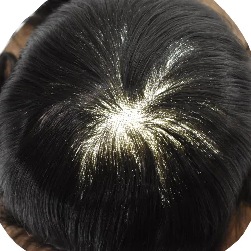 Miniatura 46 de Toupee para hombres Piezas de cabello humano real Encaje suizo para hombres Toupee unidades de cabello humano europeo para hombres Hairpieces