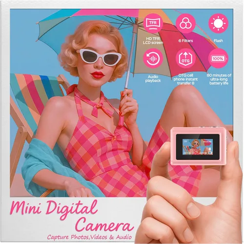 Miniatura 2 de Mini cámara grabadora de video HD 1080P - Llavero videocámara digital con tarjeta de 64 GB, pantalla HD de 0.96 pulgadas, batería de larga duración