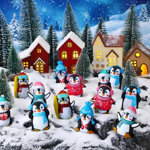 Miniatura 2 de Realspring 24 piezas de pingüino de goma para operaciones del día de San Valentín, juguetes de baño de pingüinos de invierno que brillan en la Negro
