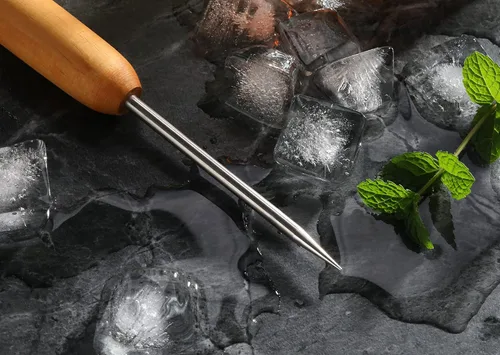 Miniatura 7 de New Star Foodservice Picador de hielo de acero al carbono con mango de madera dura, trituradora de hielo de 7.5 pulgadas, herramienta de bar