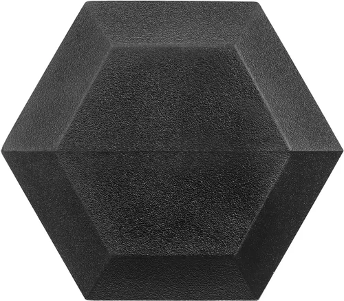 Miniatura 3 de Mancuernas hexagonales de hierro fundido con revestimiento de goma, mancuernas hexagonales negras, pesas libres para ejercicios