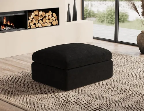 Miniatura 24 de ohllob Sofás seccionales Cloud de 110 pulgadas para sala de estar, sofá deshuesado en forma de L con otomana, sofá modular de 3 plazas, color negro