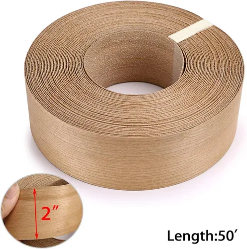 Miniatura 5 de Skelang Cherry - Rollo de 2" x 50' de chapa de madera para borde, sin planchar, con adhesivo termofusible, cinta de madera flexible