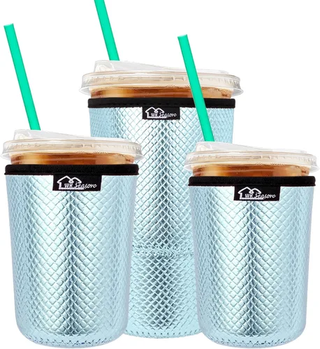 Miniatura 26 de Funda aislante de café helado reutilizable para bebidas frías y fundas de neopreno para tazas de café frío, funda más fría de 16 a 32 onzas