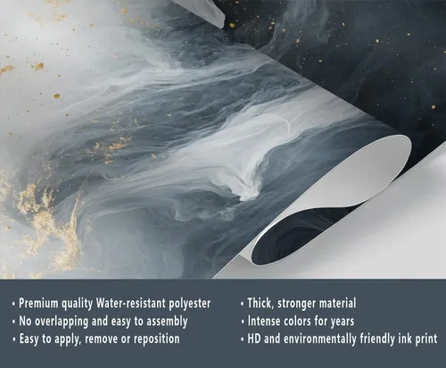Miniatura 6 de Papel tapiz de mármol, papel tapiz negro y dorado para dormitorio, papel tapiz moderno gris para sala de estar, mural fotográfico de mármol nórdico