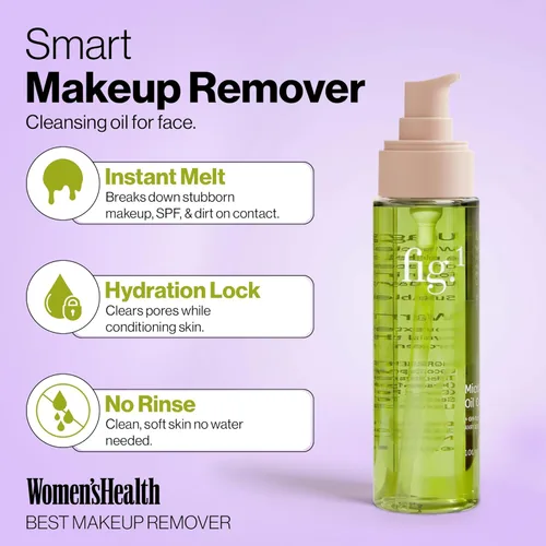 Miniatura 2 de Fig.1 Limpiador de aceite micelar para la cara – Aceite limpiador removedor de maquillaje, limpiador facial – Fórmula de aceite de squalano