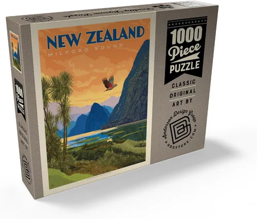 Miniatura 2 de MyPuzzle New Zealand: Milford Sound, Vintage Poster - Rompecabezas prémium de 100 piezas para adultos