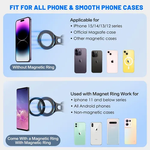 Miniatura 5 de Soporte magnético para teléfono para automóvil, soporte de teléfono para volante [imán fuerte], para MagSafe, correa ajustable compatible