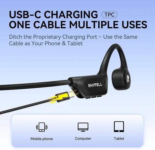 Miniatura 7 de Auriculares de conducción ósea de oreja abierta para entrenamientos más seguros, auriculares deportivos inalámbricos Bluetooth 6.0 con 8 horas