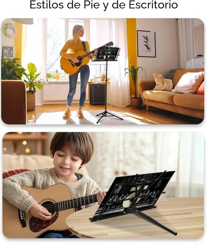 Miniatura 2 de K KASONIC Soporte de música, 2 en 1 de doble uso, plegable para partituras y soporte de escritorio para libros, portátil y ligero con clip para 1