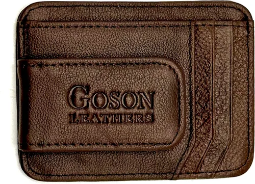Miniatura 26 de Goson Cartera de cuero con clip para dinero para hombre, billetera de bolsillo frontal, tarjetero de crédito, cartera minimalista delgada