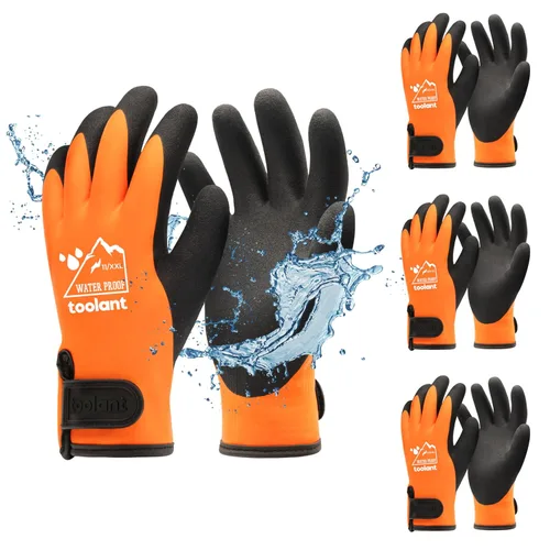 Miniatura 45 de Guantes impermeables para hombres y mujeres, guantes para congelador con agarre, doble recubrimiento de nitrilo para repelente extremo al aceite