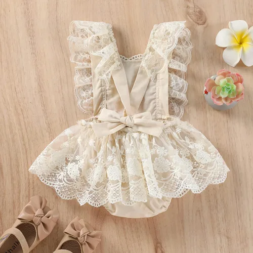 Miniatura 6 de CIYCUIT Mameluco de encaje para bebé, ropa bohemia para recién nacidos, trajes de fotografía