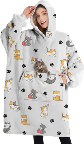 Miniatura 24 de Wearable Oversized Blanket,Sherpa Blanket Hoodie with Super Pockets,Super Warm Fuzzy Pullover for Women & Men