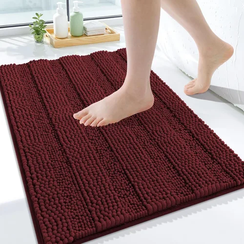 Miniatura 188 de Grandaily Alfombras de baño de felpilla a rayas de 24 x 16 pulgadas, extra gruesas y suaves, absorbentes, parte trasera de goma, alfombra de ducha