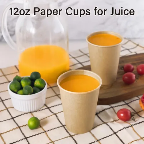 Miniatura 4 de LITOPAK Paquete de 240 unidades de tazas de papel de 12 onzas, tazas de café calientes kraft, tazas desechables para bebidas, tazas de café
